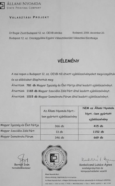 Állami nyomda a csalásokról