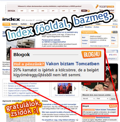 Hazugság az Index főoldalán