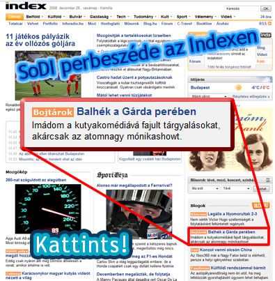 Gárda-per az Index főoldalán