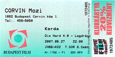 Die Hard 4 mozijegy