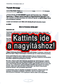 Beavatkozási kérelmem a Gárda per kapcsán - Első oldal - Kattints a nagyításhoz!