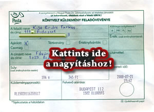 Feladóvevény a Gárda perrel kapcsolatos kifogásomhoz - Kattints a nagyításhoz!