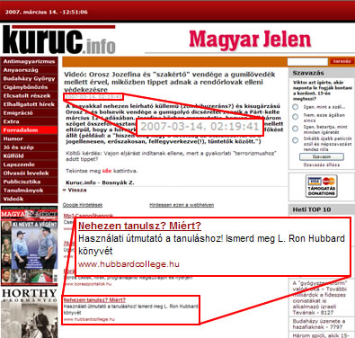A kuruc.info szcientológus agymosodát reklámoz!