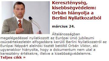 Magyar Nemzet Online: Orbán bírálja az EU-nyilatkozatot