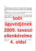 SoDI  ügyvédjének  2009. tavaszi ellenkérelme -  4. oldal - Kattints a nagyításhoz!