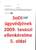 SoDI  ügyvédjének  2009. tavaszi ellenkérelme -  5. oldal - Kattints a nagyításhoz!