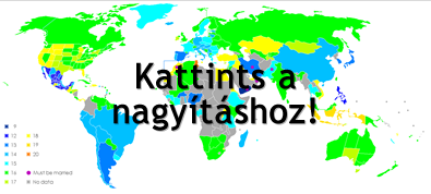 Beleegyezési korhatár a világban - Kattints a nagyításhoz!