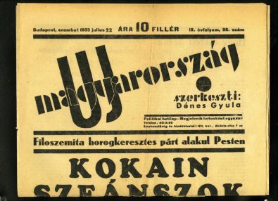 1933-as újság a zsidó nácipártról - Kattints a nagyításhoz