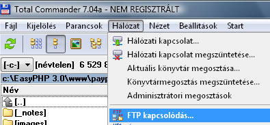 Total Commander - FTP kapcsolódás